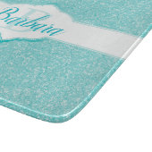 Planche À Découper Monogramme Parties scintillant turquoise (Coin)