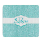 Planche À Découper Monogramme Parties scintillant turquoise (Devant)