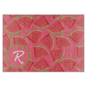 Planche À Découper Monogramme Pastèque Rose et Vert (Devant)