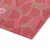 Planche À Découper Monogramme Pastèque Rose et Vert (Coin)