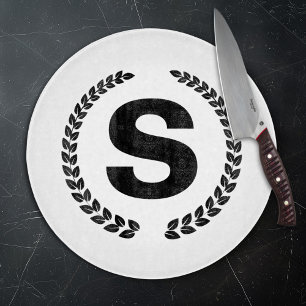 Planche À Découper Monogramme personnalisé avec feuilles de laurier