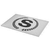 Planche À Découper Monogramme personnalisé avec feuilles de laurier (Coin)