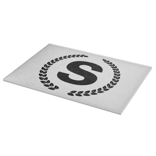 Planche À Découper Monogramme personnalisé avec feuilles de laurier (Coin)