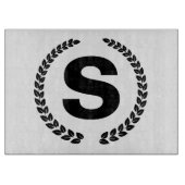 Planche À Découper Monogramme personnalisé avec feuilles de laurier (Devant)