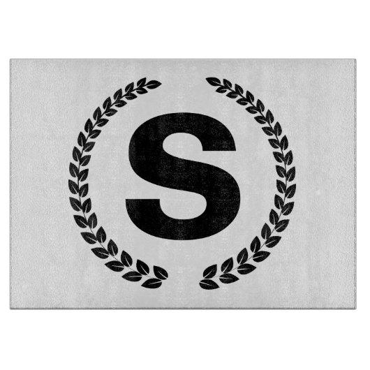 Planche À Découper Monogramme personnalisé avec feuilles de laurier (Devant)
