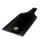 Planche À Découper Monogramme personnalisé de luxe noir et or (Coin)