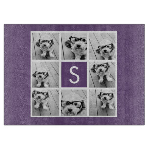Planche À Découper Monogramme personnalisé Eggplant et collage photo 