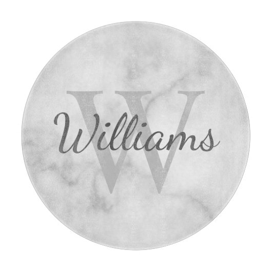 Planche À Découper Monogramme personnalisé et apparence de marbre de (Devant)