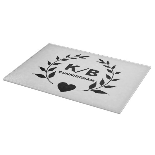 Planche À Découper Monogramme personnalisé et initiales avec lauriers (Coin)