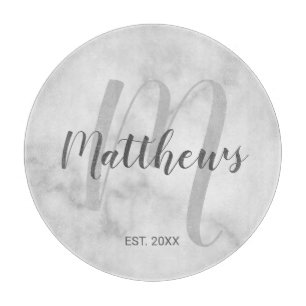 Planche À Découper Monogramme personnalisé et marbre de nom de famil