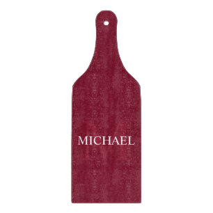 Planche À Découper Monogramme personnalisé et nom Rouge bordeaux
