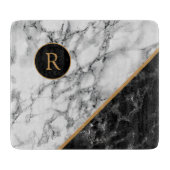 Planche À Découper Monogramme personnalisé Faux Marbre Coupe (Devant)