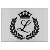 Planche À Découper Monogramme personnalisé Feuilles de Laurier & Cour (Devant)
