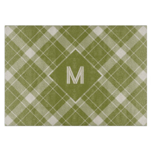 Planche À Découper Monogramme personnalisé motif carreaux / tartan
