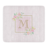 Planche À Découper Monogramme personnalisé Pink Peony (Devant)