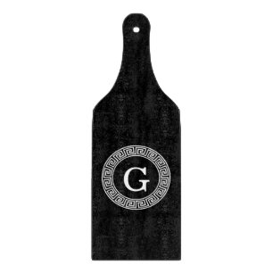 Planche À Découper Monogramme principal grec blanc noir d'initiale de