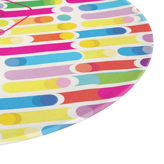 Planche À Découper Monogramme Rainbow Diagonal Lines Motif Pop Art (Coin)