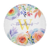 Planche À Découper Monogramme Rainbow Floral Cutting Board (Devant)