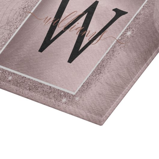 Planche À Découper Monogramme rose Parties scintillant or (Coin)
