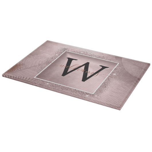 Planche À Découper Monogramme rose Parties scintillant or (Coin)