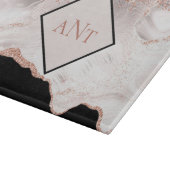 Planche À Découper Monogramme Rose Parties scintillant or Agate noir  (Coin)