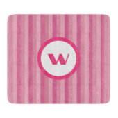 Planche À Découper Monogramme rose rustique et rayures (Devant)