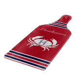 Planche À Découper Monogramme Rouge Blanc Marine Bleu Crabe Nautique (Coin)