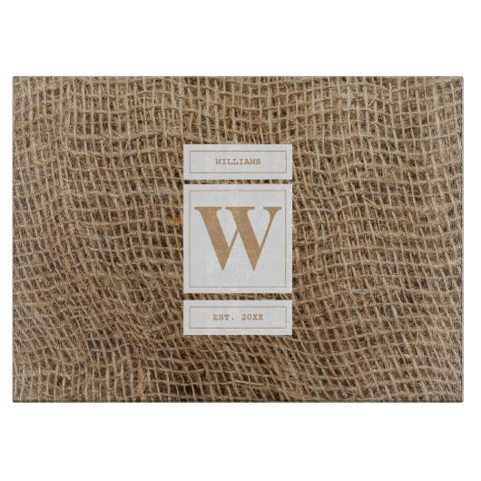 Planche À Découper Monogramme Russe de Burlap initial (Devant)