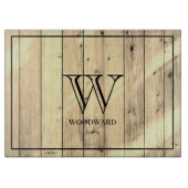 Planche À Découper Monogramme rustique de la ferme en bois (Devant)