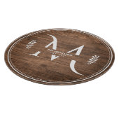 Planche À Découper Monogramme rustique et élégant Faux Bois rond (Coin)