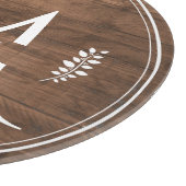 Planche À Découper Monogramme rustique et élégant Faux Bois rond (Coin)