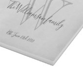 Planche À Découper Monogramme rustique + Nom de famille Date Cool Sty (Coin)