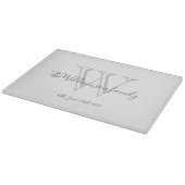Planche À Découper Monogramme rustique + Nom de famille Date Cool Sty (Coin)
