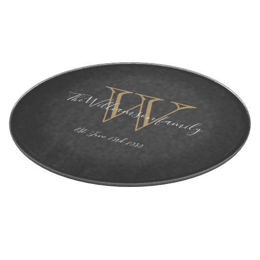 Planche À Découper Monogramme rustique Nom de famille initial Chic (Coin)