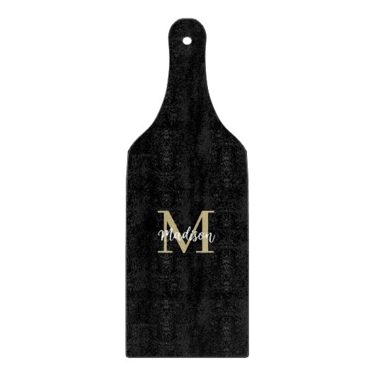 Planche À Découper Monogramme Sable noir moderne (Devant)