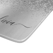 Planche À Découper Monogramme Script Parties scintillant argent Nom d (Coin)