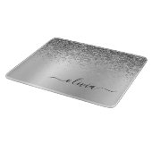 Planche À Découper Monogramme Script Parties scintillant argent Nom d (Coin)