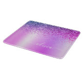 Planche À Découper Monogramme Script Purple Parties scintillant Nom d (Coin)