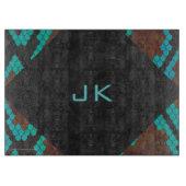 Planche À Découper Monogramme serpent impression Brown et Turquoise (Devant)
