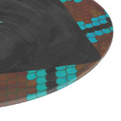 Planche À Découper Monogramme serpent impression Brown et Turquoise (Coin)