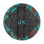 Planche À Découper Monogramme serpent impression Brown et Turquoise (Devant)