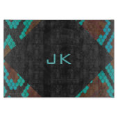 Planche À Découper Monogramme serpent impression Brown et Turquoise (Devant)