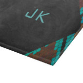 Planche À Découper Monogramme serpent impression Brown et Turquoise (Coin)