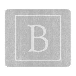 Planche À Découper Monogramme simple gris clair