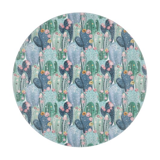 Planche À Découper Monogramme | Soft Patel Cactus Motif (Devant)