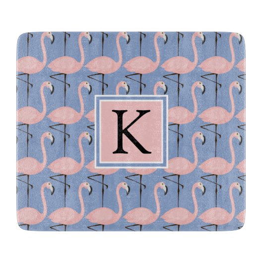 Planche À Découper Monogramme tendre du motif | de Flamant rose (Devant)