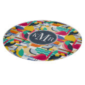 Planche À Découper Monogramme tropical géométrique des oiseaux | (Coin)