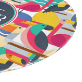 Planche À Découper Monogramme tropical géométrique des oiseaux | (Coin)