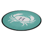 Planche À Découper Monogramme Turquoise Blanc Marine Bleu Crabe Nauti (Coin)
