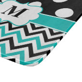 Planche À Découper Monogramme turquoise noir de Chevron de pois (Coin)